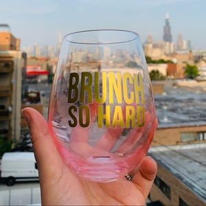 Brunch So Hard Pink Wine Glasses, Set of 2